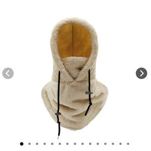 Fleecey Warm plush Balavlava hood in vanilla-off white color